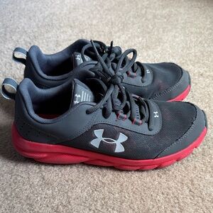 Under Armour Kids' Charcoal and Crimson Sneakers